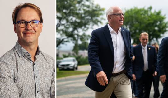 ‘Met dat ene woordje ging hij viraal’: over Tim Walz, kersverse running mate van Kamala Harris