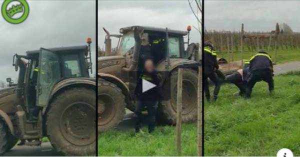Agressieve tractorrijder wil agent omver rijden; bestuurder met geweld uit cabine gehaald