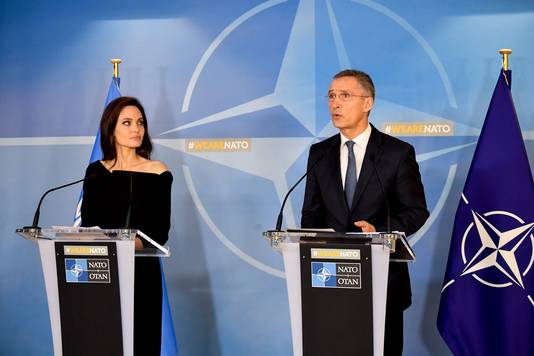 Angelina Jolie en Jens Stoltenberg.