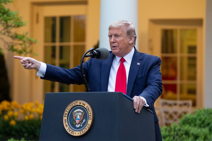 Trump tijdens zijn uithaal naar de WHO.