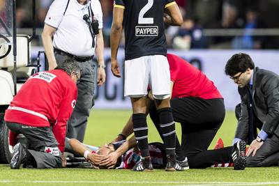 Spartaan Ahannach met mogelijk beenbreuk van het veld