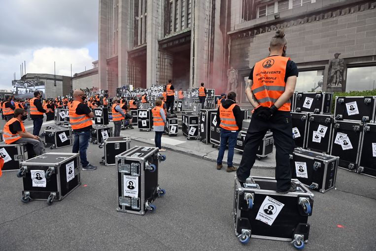 Archiefbeeld van een protestactie van de eventsector vorige maand in Brussel