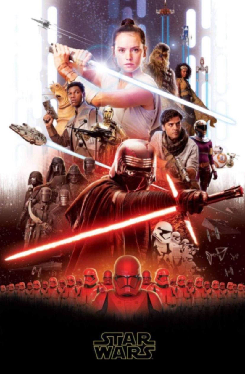 Kylo Ren, Rey en rode Stormtroopers op uitgelekte poster Star Wars: Episode IX