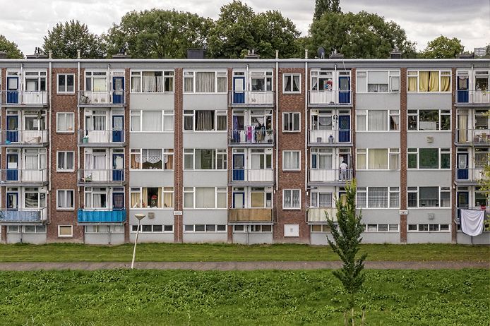 Hoewel dubbelglas al werd verkocht voor deze woningen ontworpen werden, zitten in deze sociale huurwoningen van Staedion nog steeds ramen van enkel glas. 'Heel koud in de winter', zegt Odile Jopkovi Flat Sportzicht