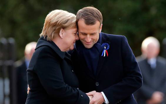 Macron en Merkel herdenken Eerste Wereldoorlog