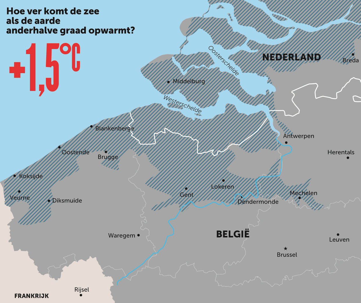 zee belgie kaart Hoe global warming de kaart van België zal hertekenen | De Morgen