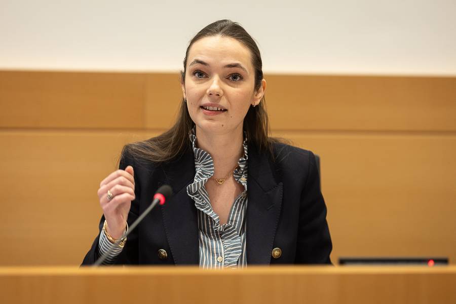 Minister of Middle Classes Eleonore Simonet a session of the parliamentary commission for Economy, Consumer Protection and Digitalization, at the Federal Parliament in Brussels, Wednesday 19 March 2025. Today Ministers come to expose their politics in several commissions.
BELGA PHOTO JAMES ARTHUR GEKIERE / © BELGA