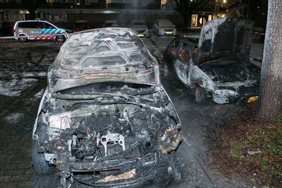 Vlammen verwoesten auto's in Arnhem