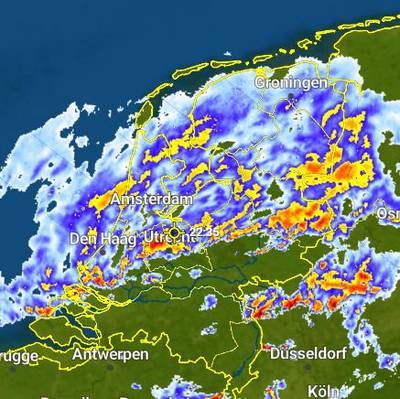 Code geel vanwege stevige regenbuien vanavond in Gelderland, Overijssel en Flevoland