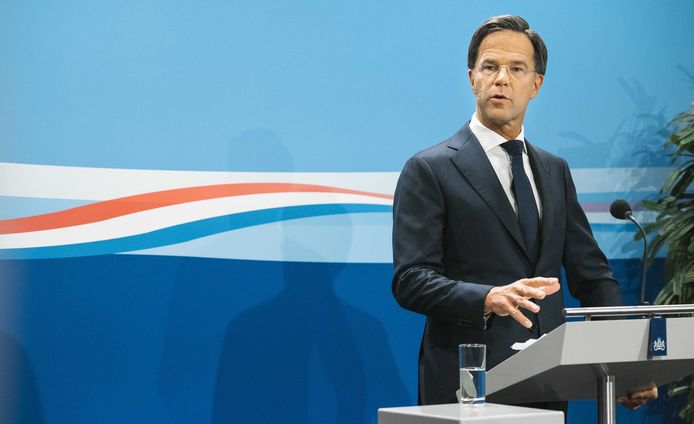 Minister-president Mark Rutte tijdens de persconferentie