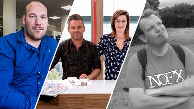 De start van het proces tegen Gökmen Tanis en cartoonist Tjeerd Royaards in de Ochtend Show to go