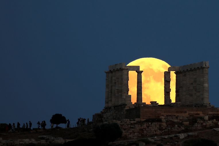 De tempel van Poseidon bij Athene (Griekenland).