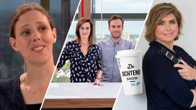 Verkeerspsycholoog Liselotte van den Berg en tv-columnist Angela de Jong in De Ochtend Show to go