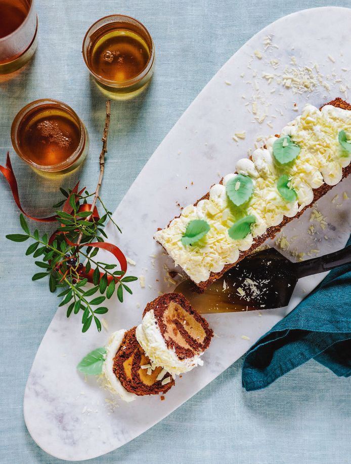 Kerststronk met speculaas en mascarpone van Jeroen Meus Nina kookt