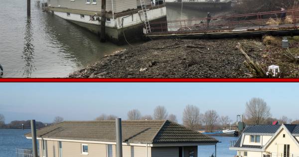 Woonboten van bodem Maas naar grote hoogte in jaar tijd - De Gelderlander