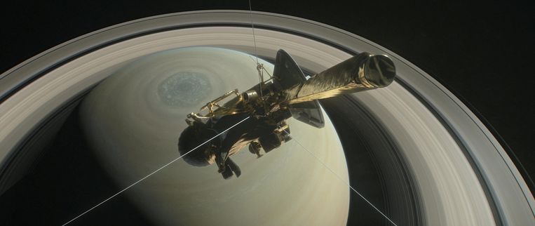 Archiefbeeld van Cassini op de missie bij Saturnus.