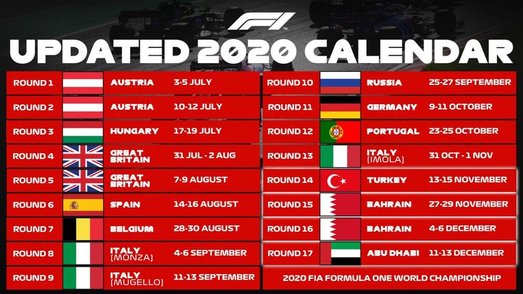 Formule 1 voegt vier GP's toe aan de kalender, voor het ...