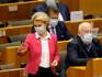 Ursula von der Leyen, voorzitter van de Europese Commissie, bij de presentatie van het plan voor een economische herstelfonds voor de EU.