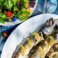 Makreel uit de oven met kruidige salade