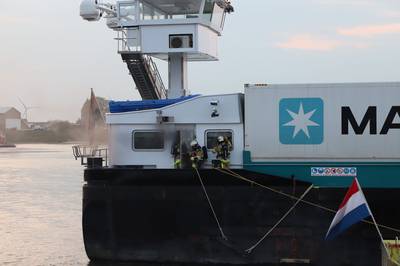 Machinekamer van schip stond in brand op de Waal bij IJzendoorn