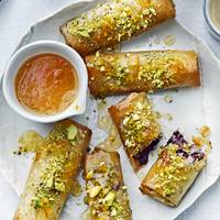 Krokante chocorolletjes met pistache & sinaasappel 