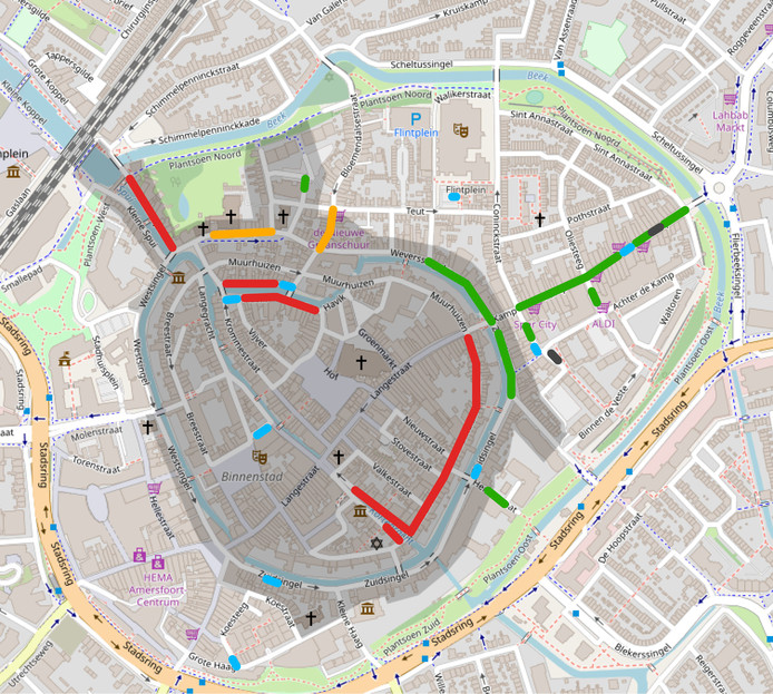 Rood: vergunningen opheffen Groen: betaalde worden vergunningplekken Oranje: betaalde worden vergunningplaatsen Zwart: betaald. Blauw: gehandicapten