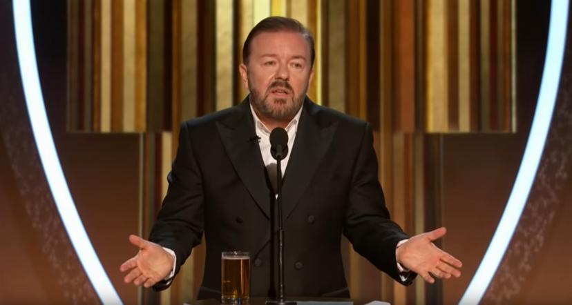 Ricky Gervais tijdens Golden Globes 2020