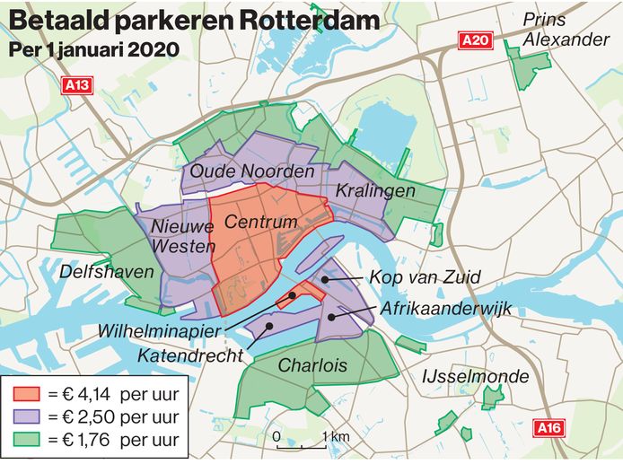 betaald parkeren rotterdam kaart Dit zijn de nieuwe tarieven voor parkeren rond het centrum in 