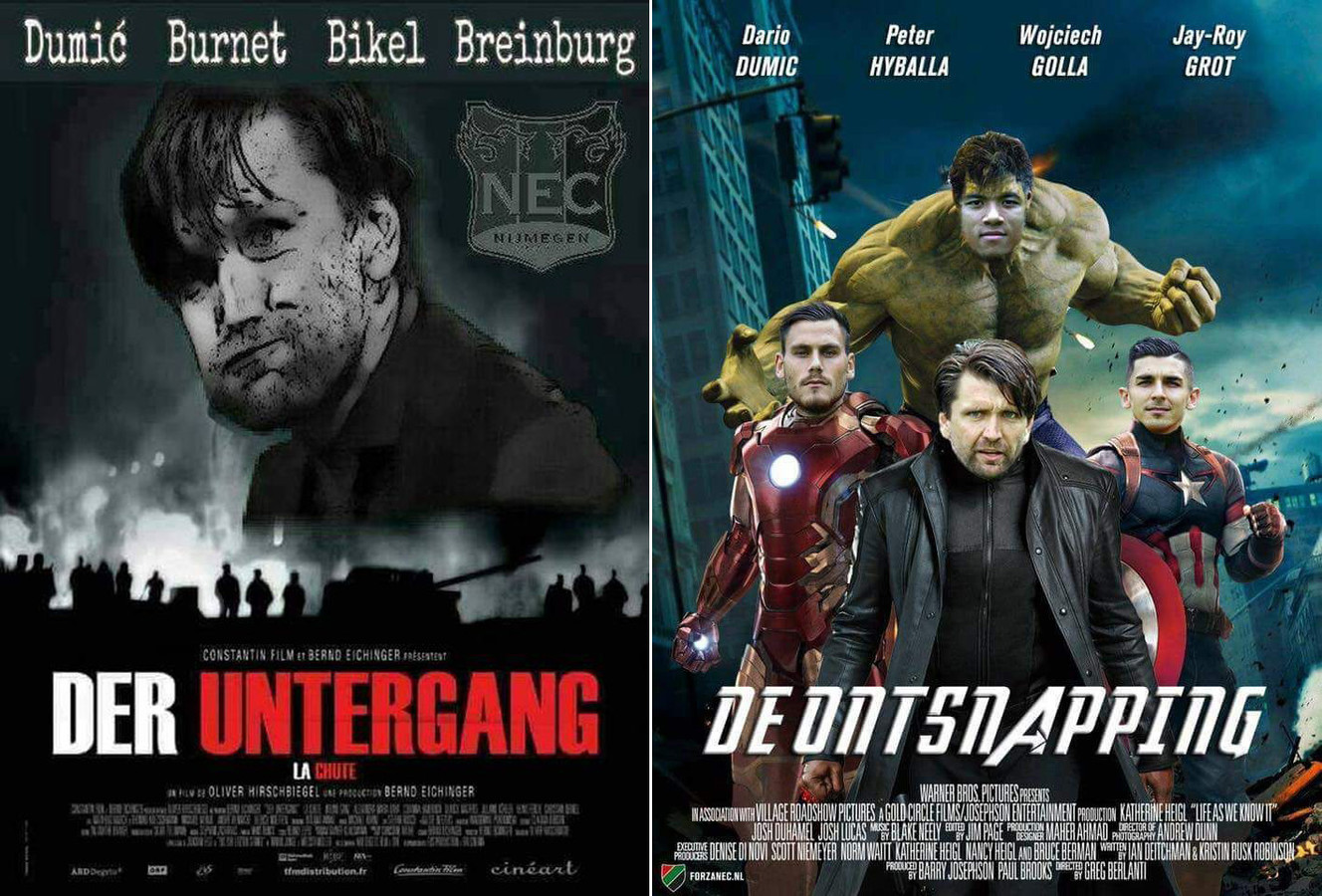 Ophef over filmposters NEC gaat de ploeg ten onder of wreekt ze zich? Foto gelderlander.nl