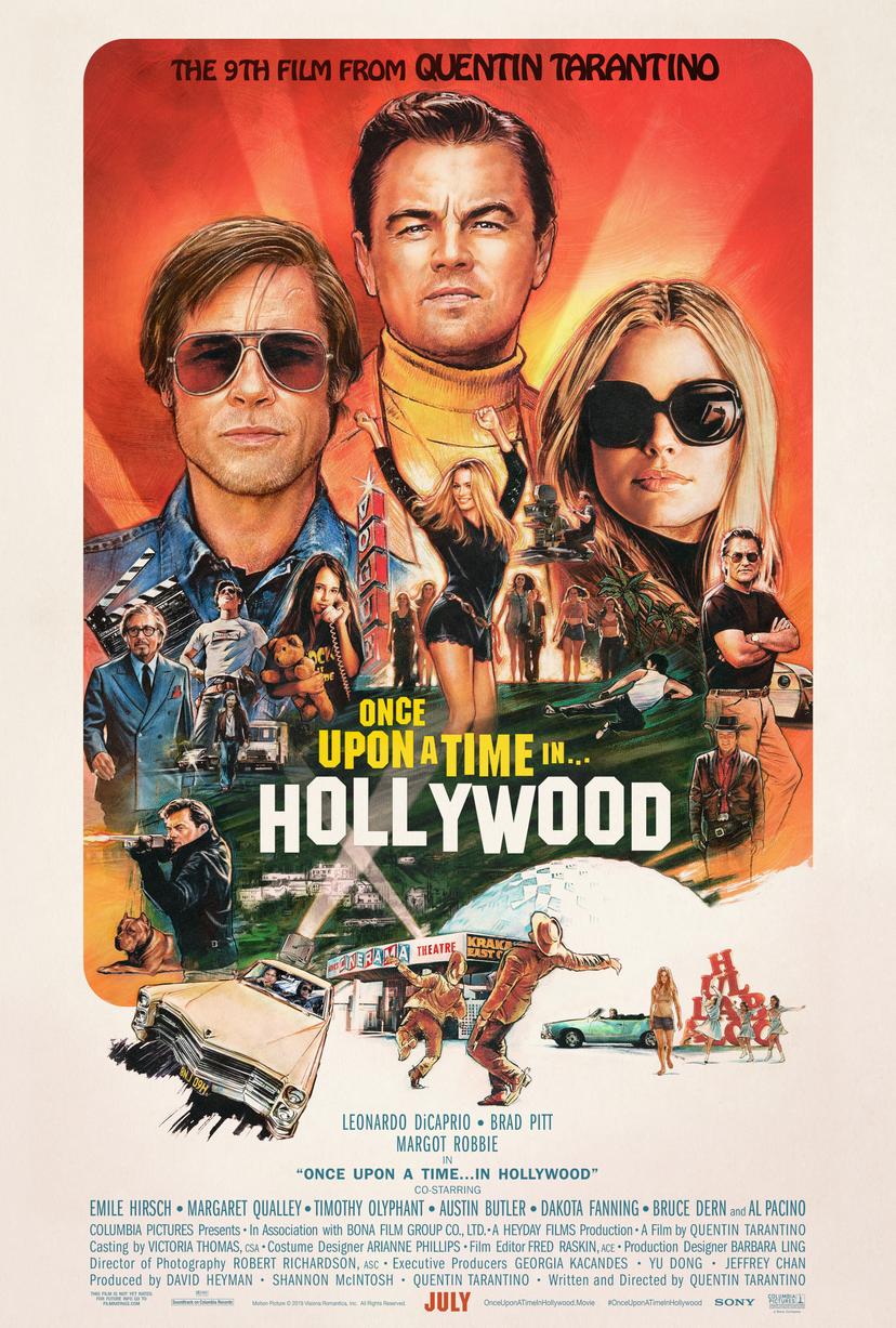 Totaal retro poster voor Tarantinos' Once Upon a Time in Hollywood