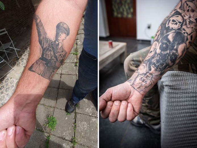Avant-après: Geert a en premier lieu voulu recouvrir le tatouage d'Adolf Hitler