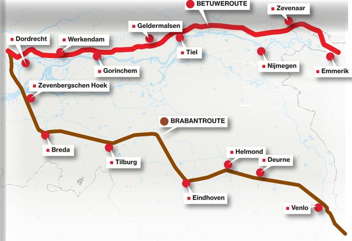 De Betuweroute en de Brabantlijn.