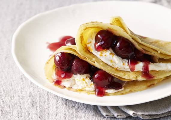 Crêpe met mascarpone, amaretti & kersen