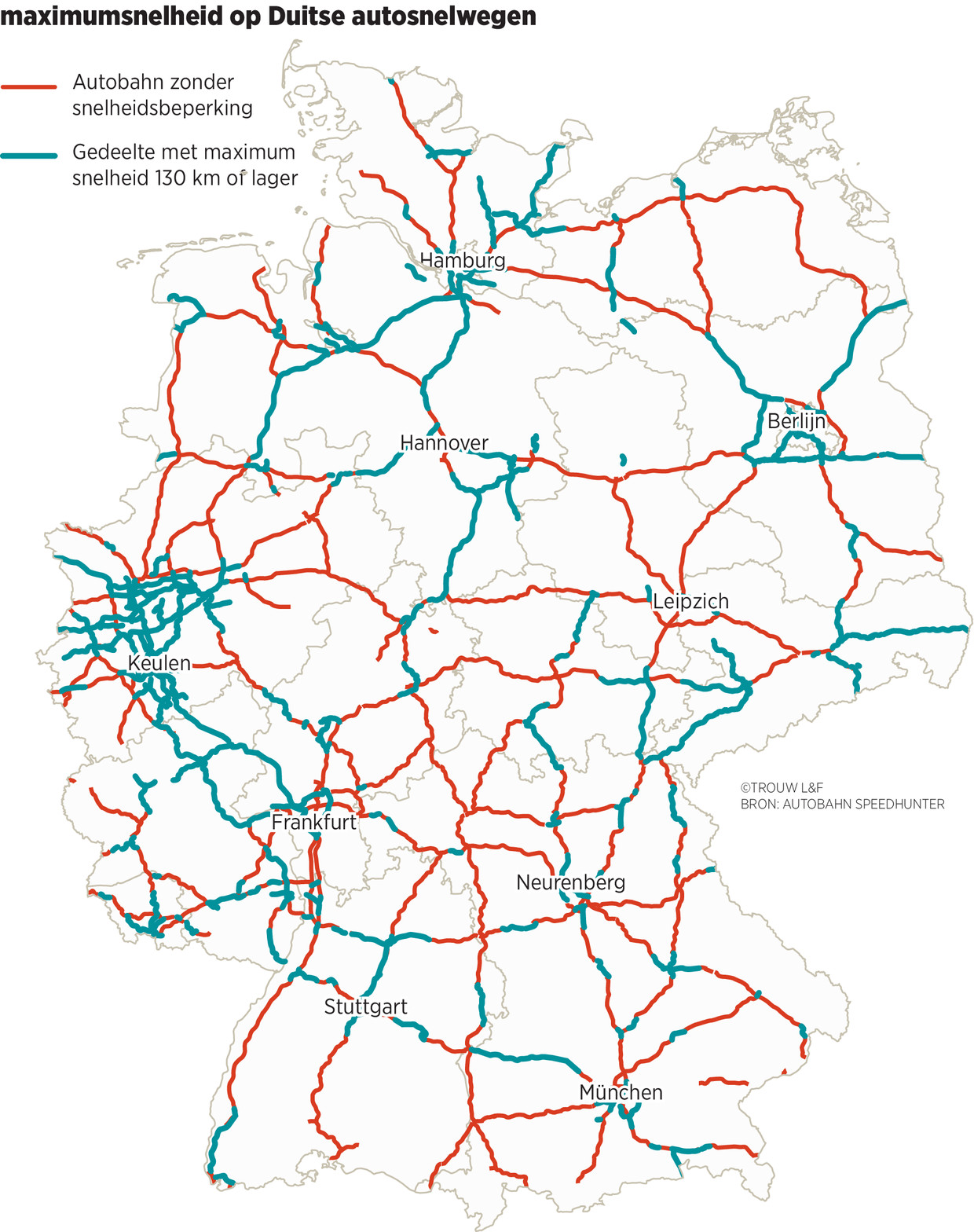 kaart snelwegen duitsland Trapt Duitsland, het land van onbegrensde snelheden, op de rem 