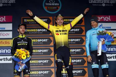 Roglic wint Tirreno met één seconde op Yates, Dumoulin net naast podium