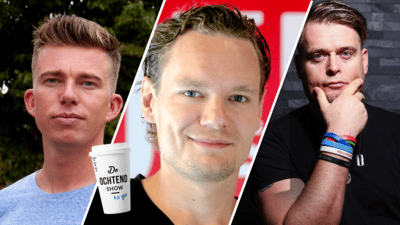 Qmusic-dj Wim van Helden en YouTube-deskundige Paul Goudsmit in De Ochtend Show to go