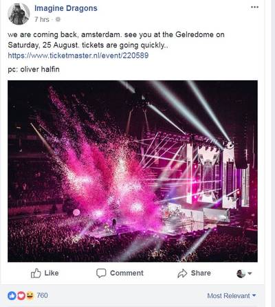 Imagine Dragons ziet uit naar optreden in GelreDome Amsterdam