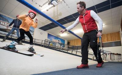 Topdrukte op de oefenbaan voor de wintersport